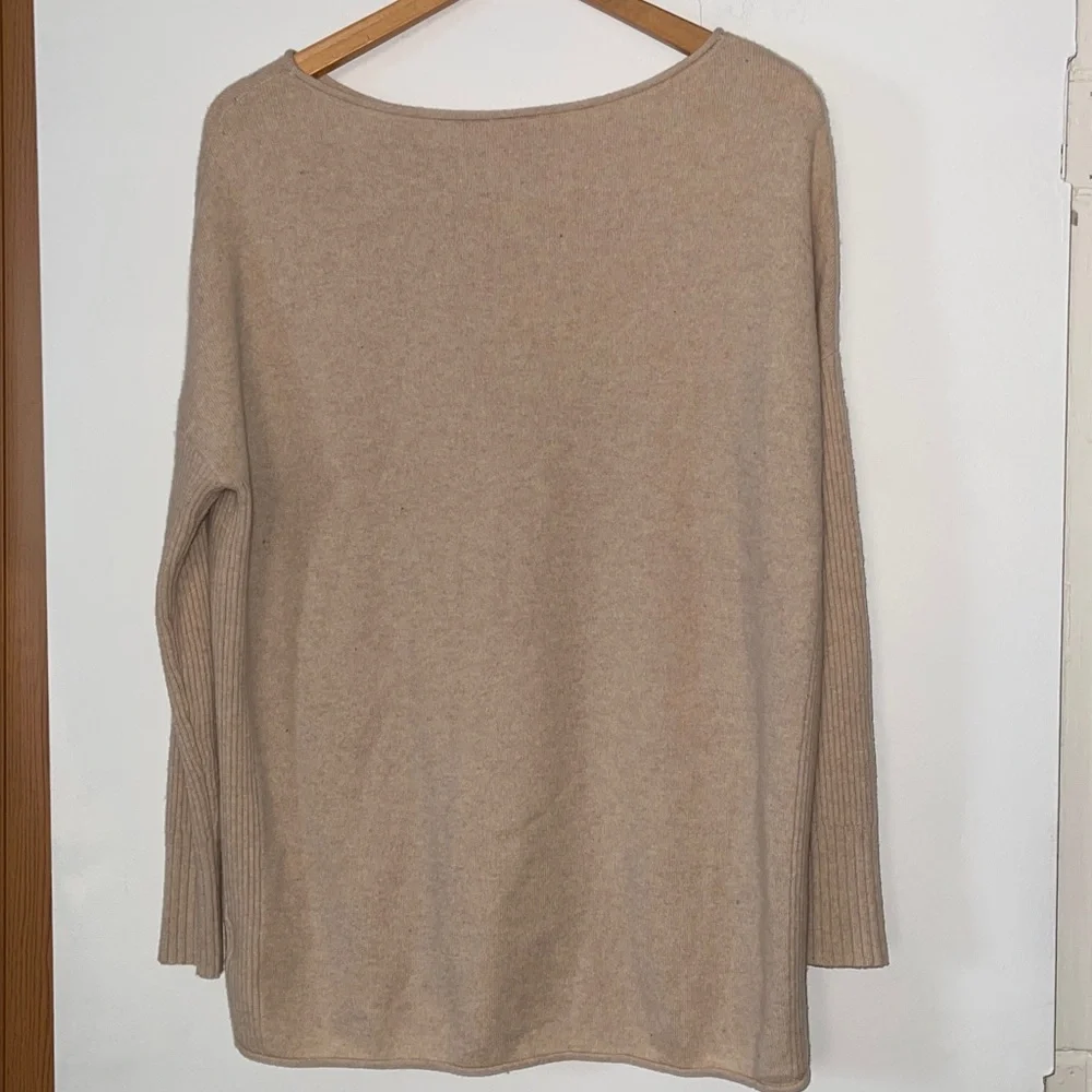 Tory Burch tan ribbed dolman sleeve tunic cashmere sweater small
